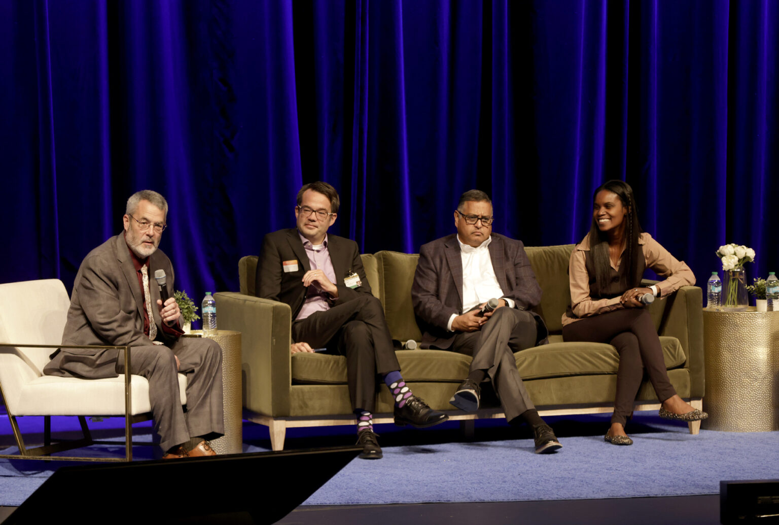 Warren Sandberg, MD, PhD, left, Jonathon Wanderer, MD, Neal Patel, MD, MPN, and Yaa Kumah-Crystal, MD, were among the speakers at the symposium. (photo by Donn Jones)