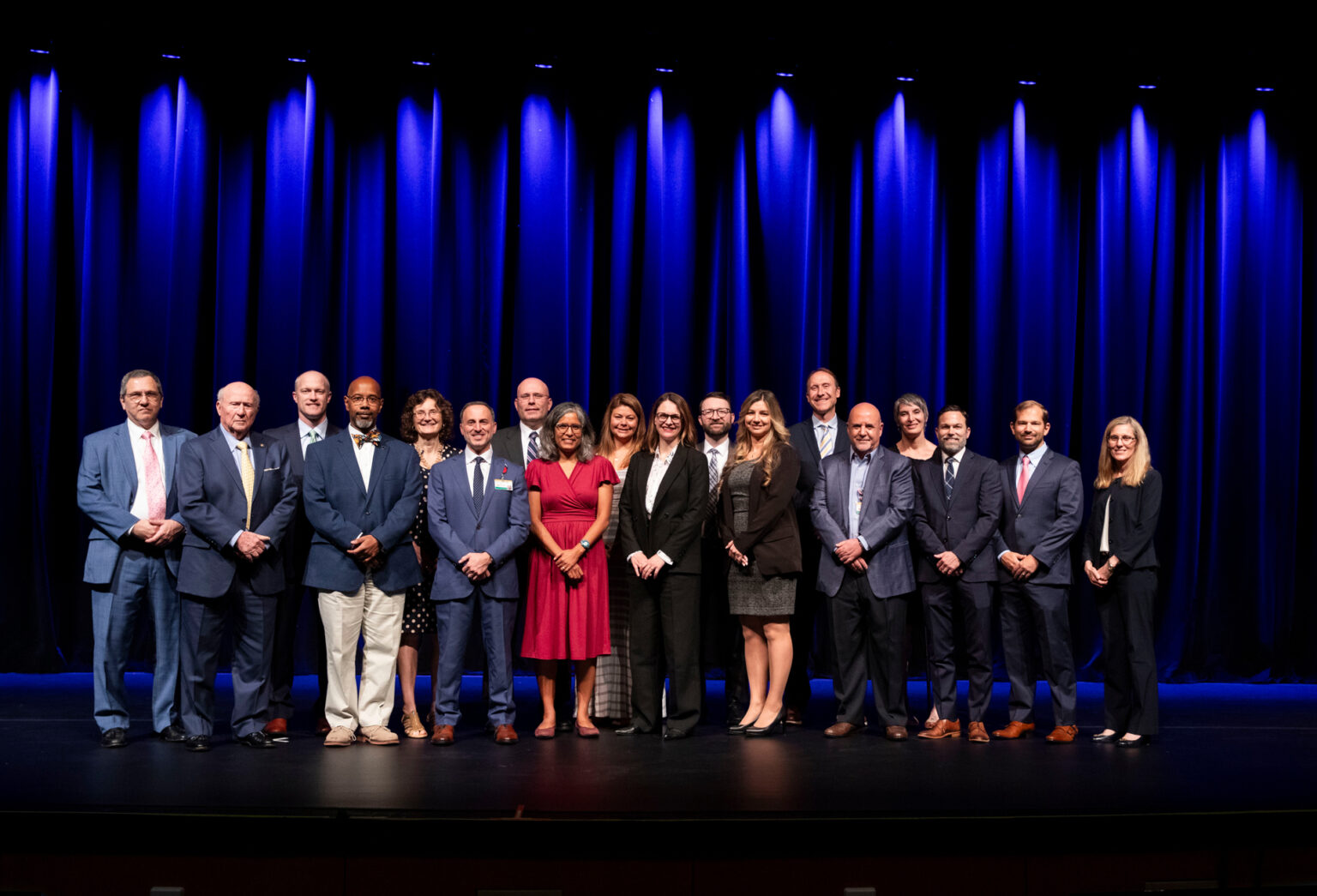 From left are Joseph Magliocca, MD, Charles Gavin III, Bradley Dennis, MD, Kelvin Moses, MD, PhD, Ambra Pozzi, PhD, Joseph Magliocca, MD, Wesley Self, MD, MPH, Ritu Banerjee, MD, PhD, Jennifer Below, PhD, Stephanie Doupnik, MD, MS, Bryan Harris, MD, MPH, MHHC, Veronique Belzil, PhD, MS, Eric Austin, MD, MSCI, Sari Acra, MD, MPH, Nicole Ward, PhD, MSc, Evan Brittain, MD, MSc, Douglas Ruderfer, PhD, MS, and Kristin Archer, PhD, DPT. (photo by Susan Urmy)