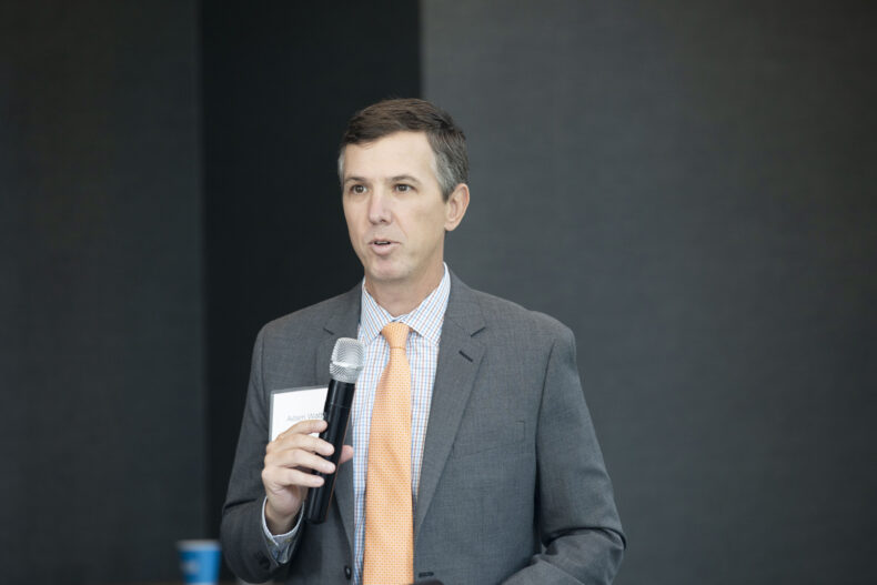 Adam Watts, associate vice president for Planned Giving at VUMC, thanked attendees for their lasting support of the Medical Center that will make an impact for years to come. (photo by Susan Urmy)