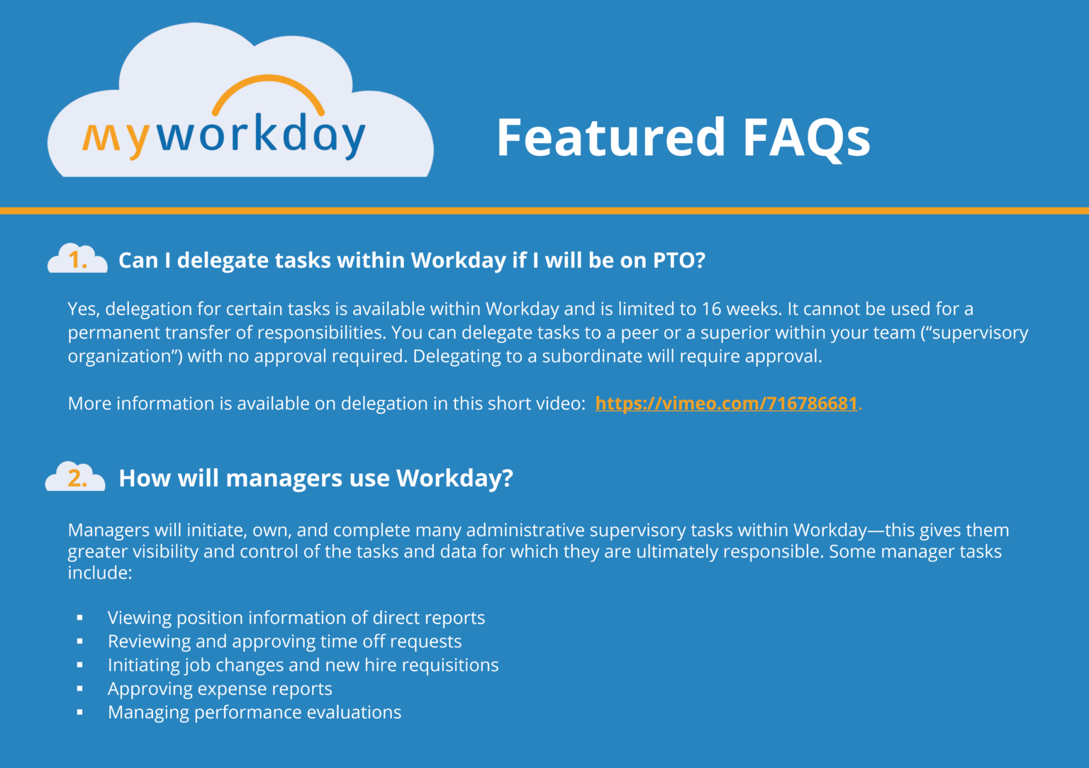 Featured MyWorkday FAQs Managers and delegating tasks VUMC News