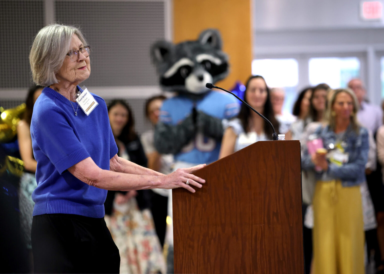 Guest Speaker Lynn Ferguson, Patient and Family Advisory Council member, speaks at the Making Safety Personal Celebration. (photo by Donn Jones)