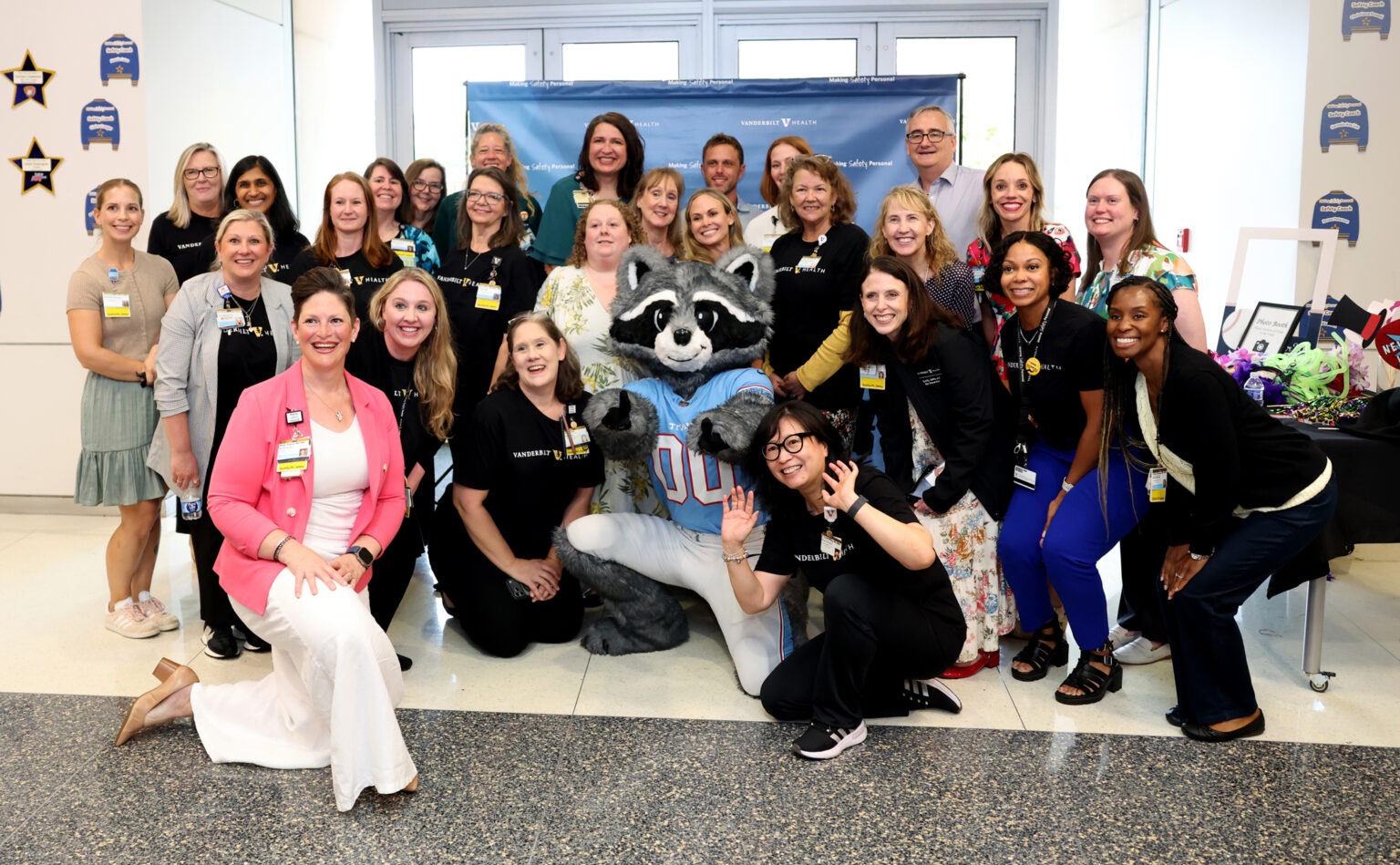 Attendees of the Making Safety Personal Celebration with Tennessee Titans mascot T-Rac. (photo by Donn Jones)