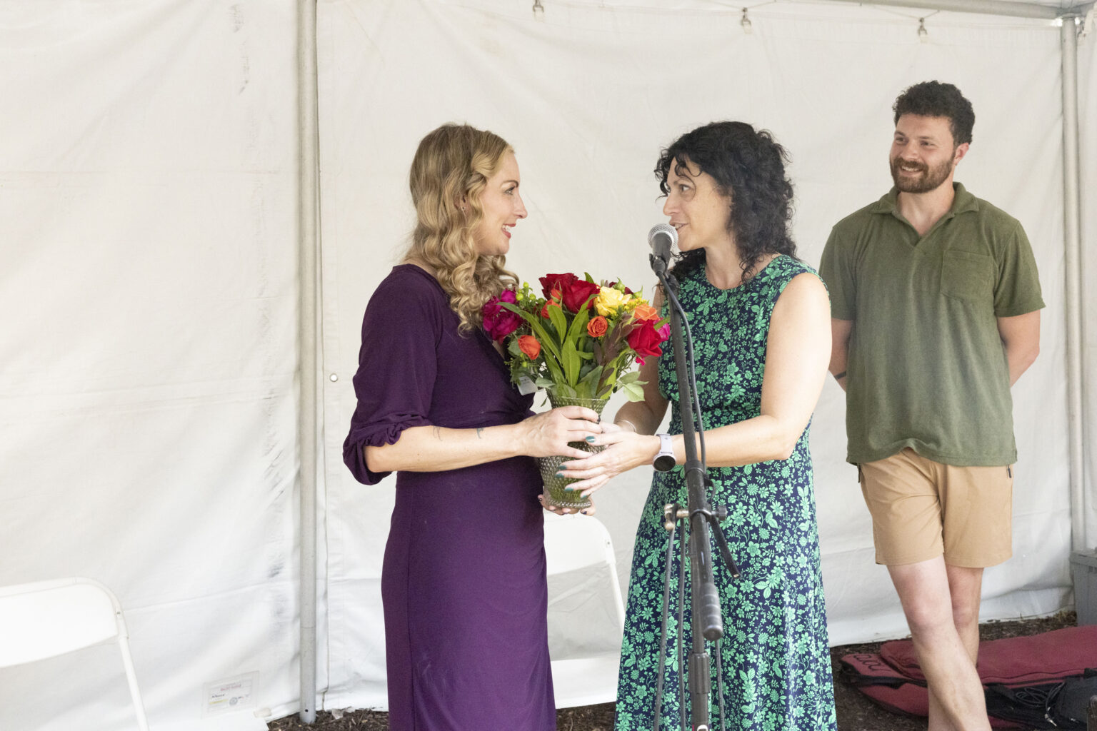 Reyna Gordon, PhD, Associate Professor of Otolaryngology-Head and Neck Surgery and one of the lab’s directors, stands with Jamee Berg, PhD, to celebrate her service to the Music Cognition Lab before she begins a new position. (photo by Susan Urmy)
