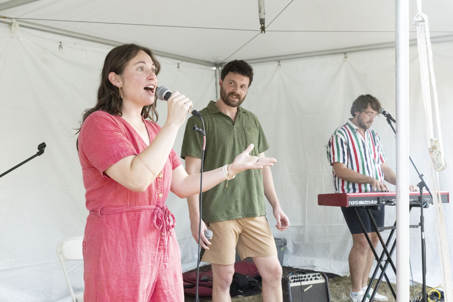 Nashville musical improv group Cherry Bomb performs a piece on the spot at the Music Cognition Lab’s open house. (photo by Susan Urmy)