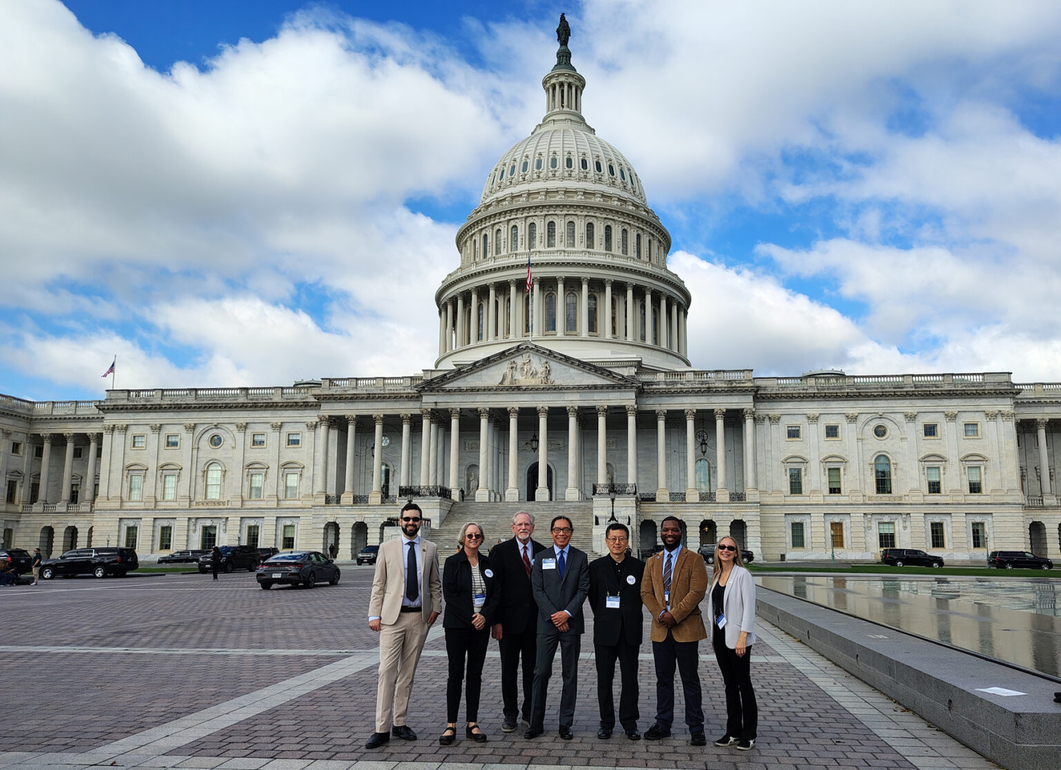 Among those in Washington, D.C., were, from left, Nicholas Warren, Shelagh Mulvaney, PhD, Alvin Powers, MD, Patrick Hu, MD, PhD, Hyun Song, PhD, Ronald McMillan, PhD, and Sara Kavanaugh.