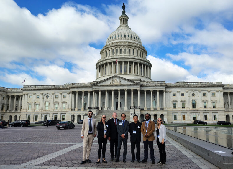Among those in Washington, D.C., were, from left, Nicholas Warren, Shelagh Mulvaney, PhD, Alvin Powers, MD, Patrick Hu, MD, PhD, Hyun Song, PhD, Ronald McMillan, PhD, and Sara Kavanaugh.