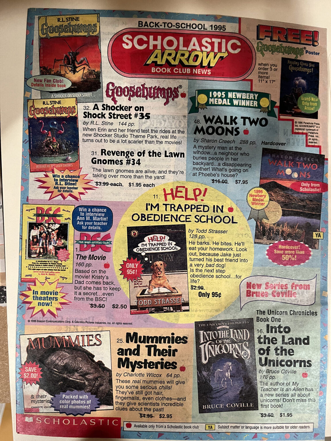 This is an example of a Scholastic Book Fairs flyer from 1995. (Submitted photo)