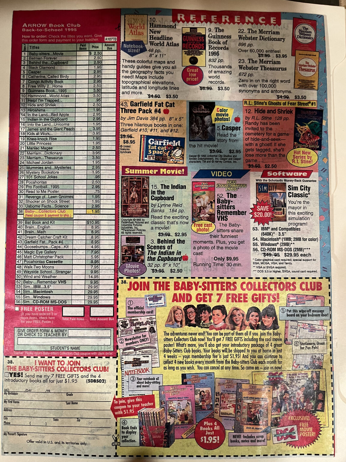This is an example of a Scholastic Book Fairs flyer from 1995. (Submitted photo)