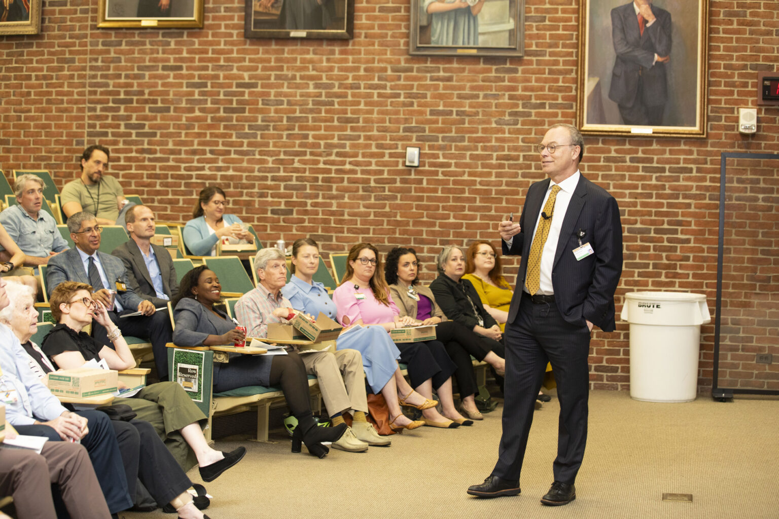 Jeff Balser, MD, PhD, speaks during the Spring Faculty Meeting. (photo by Susan Urmy)