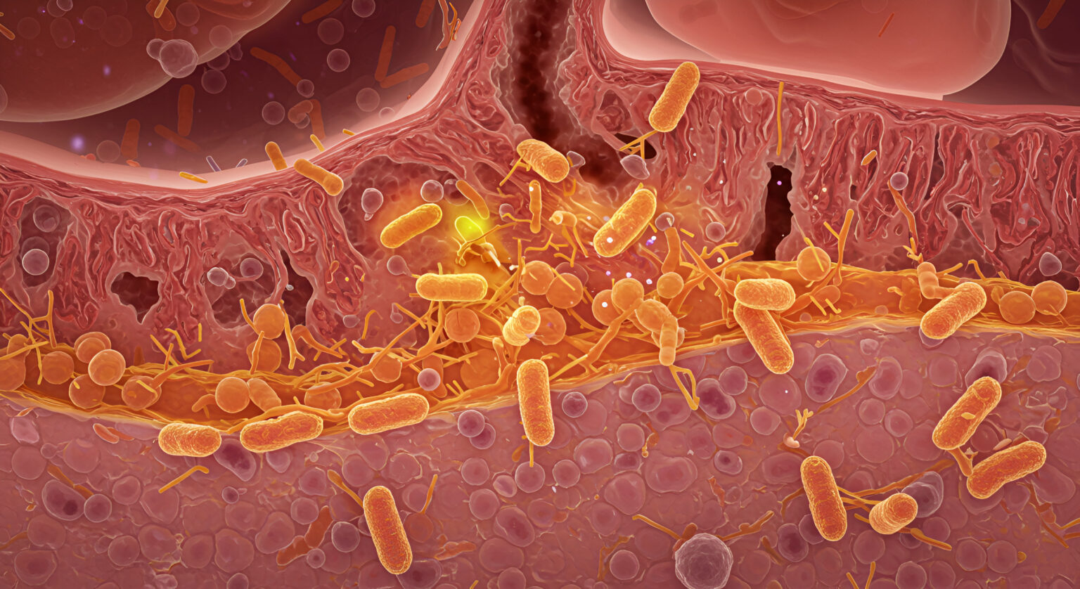 The rod-shaped pathogen C. diff must overcome a variety of threats to survive and grow in the gut. (illustration by Adobe Stock)