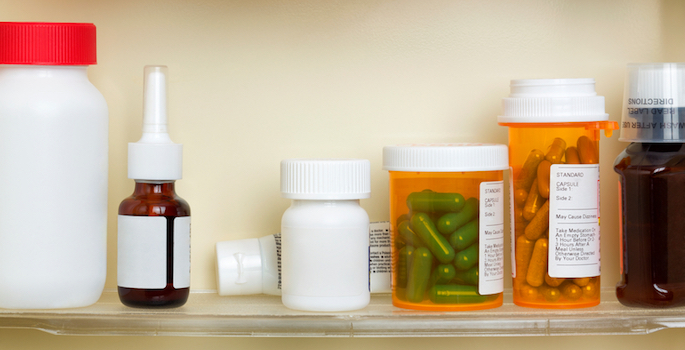 interior of home medicine cabinet
