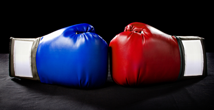 red and blue boxing gloves