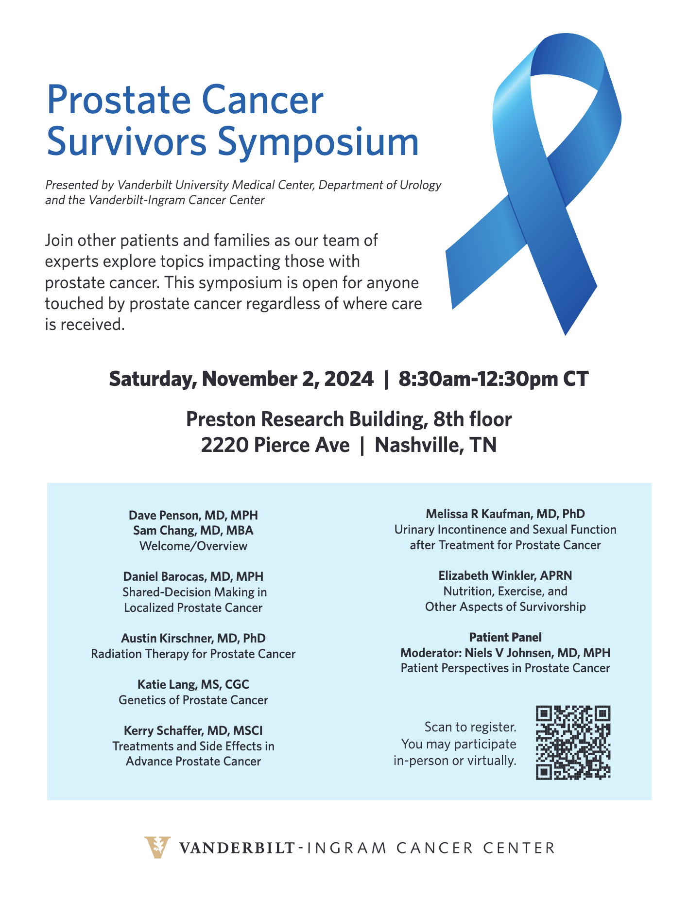 Prostate cancer survivor symposium is Nov. 2 - Vanderbilt Health News